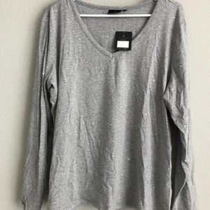 Bumblebella by Jill Martin Bejeweled Long-Sleeve Tee - Grey (Sz 1X) a631303